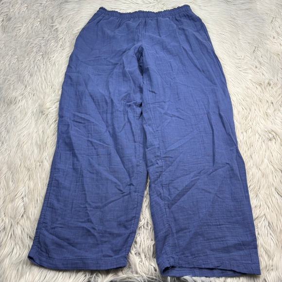 Coldwater Creek Pants - Coldwater Creek Women's M Blue Gauze Cotton Pull On Wide Leg Pants Resort Beach